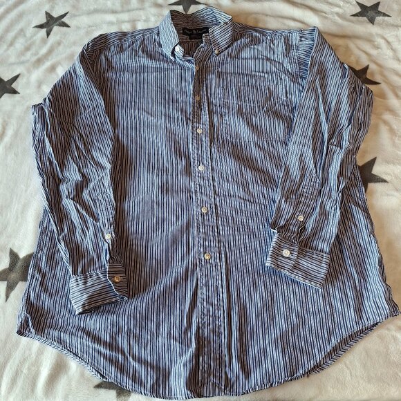 Ralph Lauren Other - Ralph Lauren Blue & White Stripe 15 1/2 34‎ Yarmouth Long Sleeve Shirt No Pony